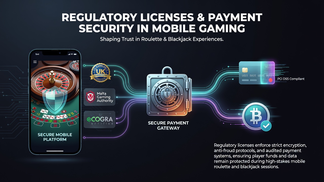 Beveiligde betalingsflow in mobiele blackjack met licentie-indicatoren